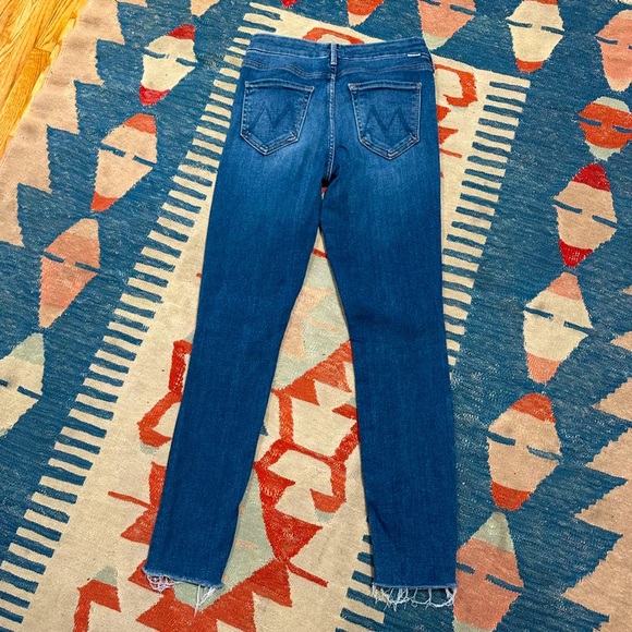Mother Denim The Looker Ankle Fray Jeans in medium blue Mid Rise Skinny - Picture 7 of 12